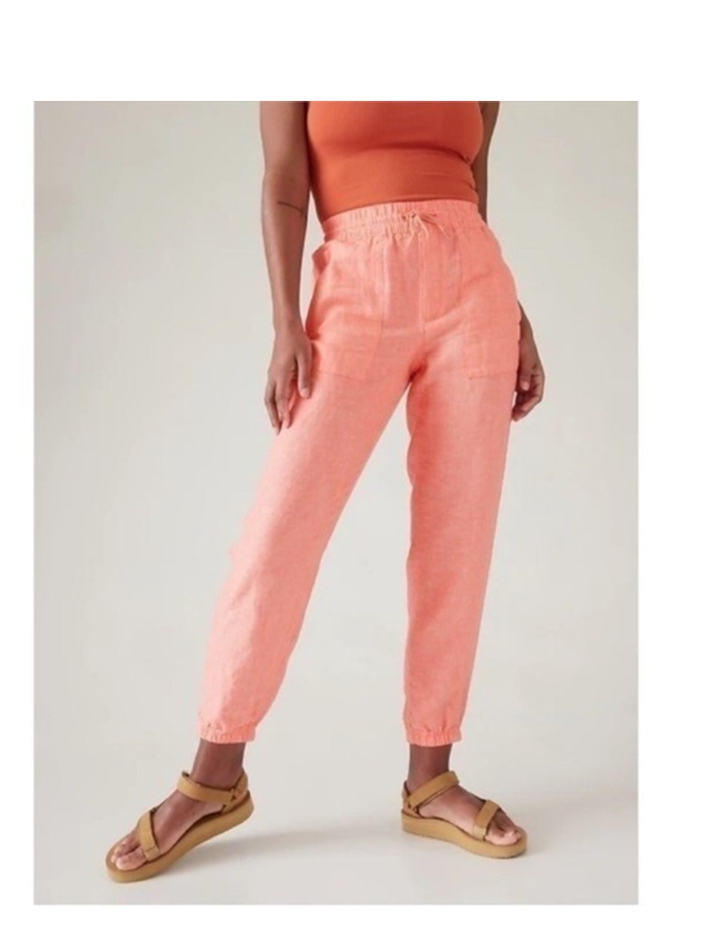 Athleta Retreat Sunset Glow Linen Jogger Tall Fit Pants